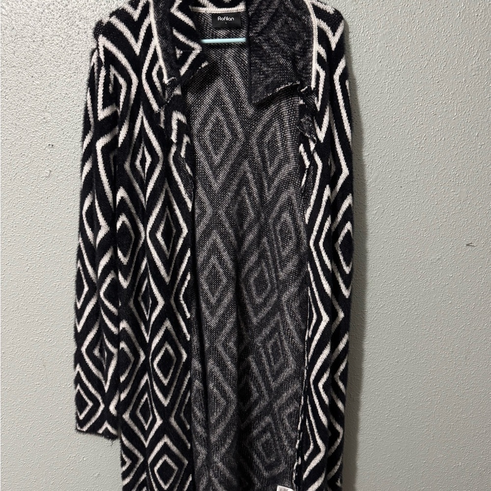 ⚡️Rofilan Black and White Diamond Cardigan